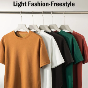 Mens Summer Cotton Short Sleeve TShirt Casual Drop Shoulder Loose Large Size Half Sleeve