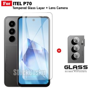 Paket Tempered Glass Itel P70 Pelindung Layar Clear Free Lens Camera Belakang