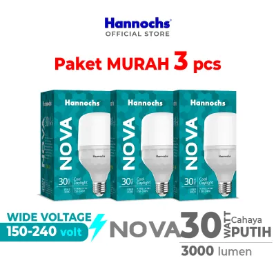 Hannochs Lampu Bohlam LED NOVA 30W Cahaya Putih Paket isi 3pcs