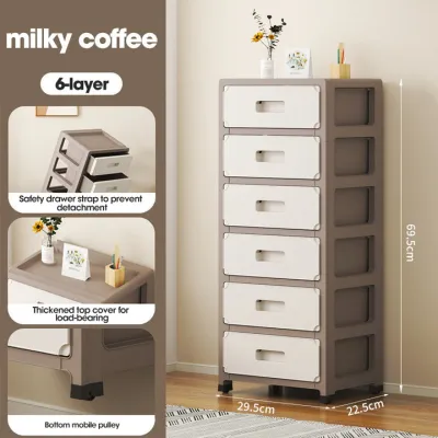 Nordic Wide Drawer Cabinet 3-6Layer Durabox Plastic Storage Organizer For Bedroom&Bathroom With Wheels