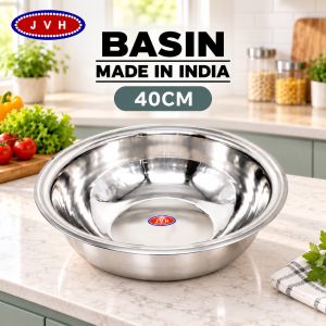 JVH Basin Made in India Stainless Steel Bowls Set 40cm 42cm 44cm 46cm 48cm Kitchen Utensils