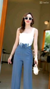 กางเกงขายาวเอวพับทรงสวย