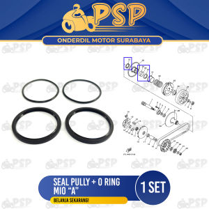 Seal Pully + O Ring Mio "A" (Harga Per Set Sesuai Foto) - Sil Siel Karet Oring Puli Puly Puley CVT