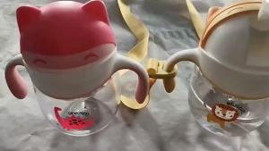 Tritan Sippy 360 Weighted Straw Cup For Toddlers  BPA Free Leak Proof Baby Water Bottle with Handle