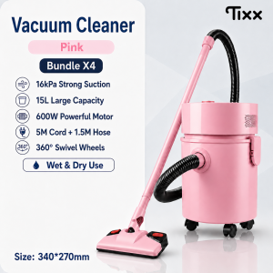Tixx 15L Vacuum Cleaner 28000Pa Strong Suction Wet Dry Blow 3in1 for Home Car 5m Cord Multi-Scene
