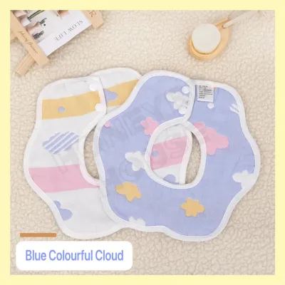 [READY STOCK] 6 Layers 360 Degree Baby Kids Cotton Bib Gauze Cotton Baby Bib Saliva Towel New Born Bib