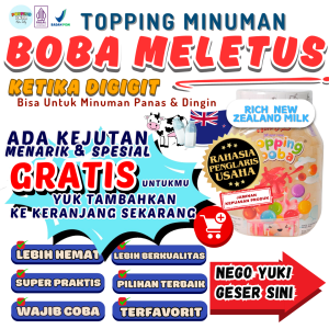 Boba Meletus Dimulut Topping Minuman Instan - Popping Boba Pecah Dimulut Rasa Susu 500 Gram | Cocok Untuk Semua Minuman | Popping Boba Nata Jelly