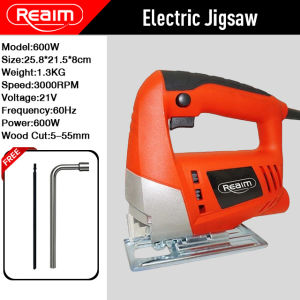 REAIM Electric Jigsaw Power Tool with Blade Woodworking Saw for Wood Heavy Duty