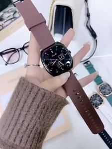 Womens Korean Quartz Waterproof Watch Square Dial Origal Silicone Strap Elegant Watches