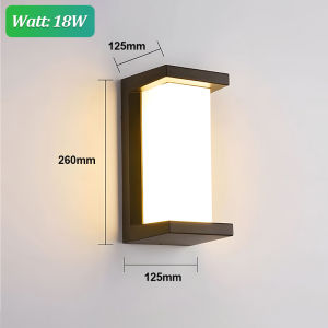 GOGEOUS Lampu Dinding Outdoor Minimalis Modern Tempel  Aesthetic Hias LED 12/18 Watt Waterproof Taman Ruang Tamu Kamar Tidur Hitam Lampu Dinding