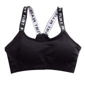 Sports Bras for Women Seamless Solid Color Wrap Chest Letter Printing Shoulder Straps Student Tube Top Anti-glare Underwear with Padding Short Womens Vest INS Trendy