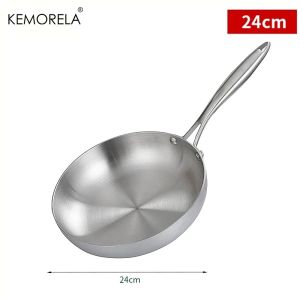 304 Stainless Steel Frying Pan Non-Stick Pan Fried Steak Pot Uncoated Kitchen Cookware For Gas Stove and Induction Cooker