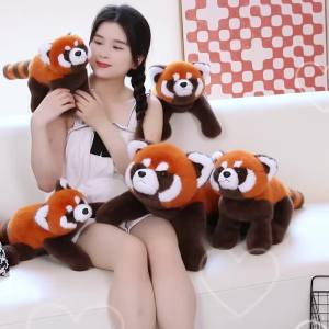 45-80cm Kawaii Red Panda Plush Toy Lovely Stuffed Animal Lying Raccoon Plush Toys Pillow Birthday Gift for Kids Girls Home Decor