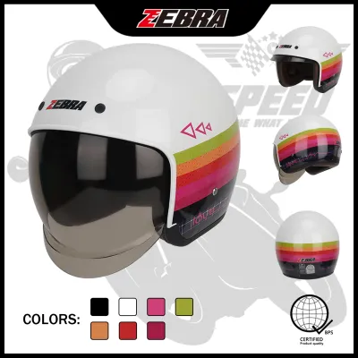 ZEBRA 603 Classic Helmet Half Face Motorcycle Helmet Vintage unisex Motor Single visor Retro Helmet