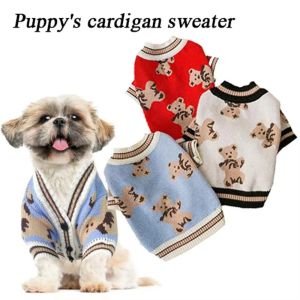 HEALMEYOU Knitted Dog Sweater Bear pattren Warm Pet Dog Clothes  Comfort Pet Outfit for Small Medium Dogs Chihuahua Puppy Pet