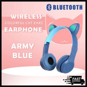 Nghe Bluetooth không dây P47R  tương thích nhiều thiết bị nhiều màu sắc LED Alat Dengar RGB