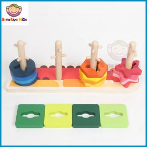 Kids Early Learning Wooden Column Puzzle Fine Motor.Skill toysMotessori