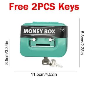 MLADEN Money Safe Box Lockable Cash Box With KeyPortable Piggy Box Made Of Metal Small Security Lock Box Sturdy Coin Boxes