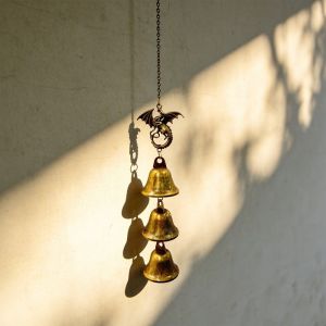 HUNIU Bells Black Dragon Wind Chime Decorations Metal Iron Dragon Hanging Roman Style Crafts Vintage Wind Chimes Festive Decorations
