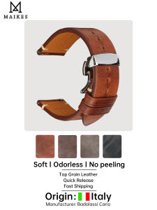 new MAIKES Handmade Watchband Butterfly Buckle Vegetable Tanned Cow Leather Made In Italy Quick Release Bracelet Band Watch Strap high-quality