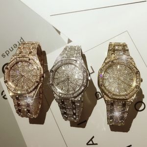 (Tặng nhẫn) Đồng hồ đính đá mặt lục giác cao cấp - V1