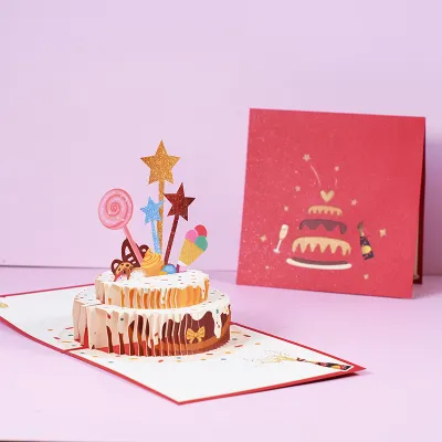 3D Cute bear birthday cake cartoon greeting card creative graduation greeting birthday card 3D立体可爱小熊卡通生日蛋糕卡通贺卡 创意毕业祝福卡片