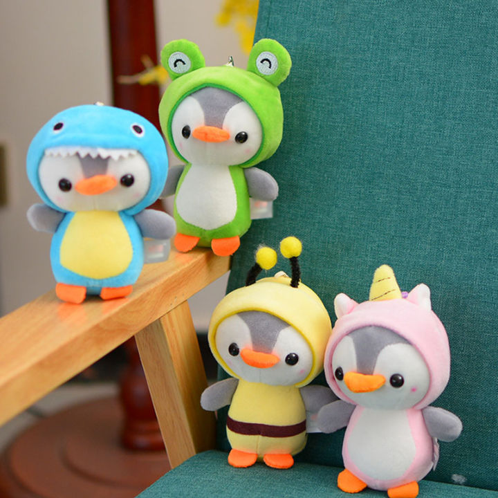 【ZNBY】Cute Móc Khóa Chim Cánh Cụt Búp Bê Nhồi Bông Anime Cá Mập Ếch Bíp