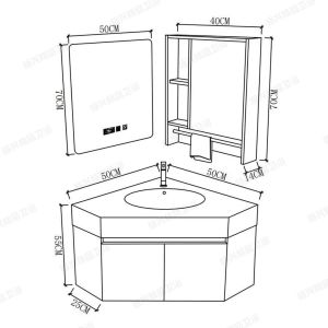 Triangle Bathroom Cabinet Fixed Corner Shaped Solid Wood Bathroom Seamless Basin Hand Wash Basin Cabinet Combination