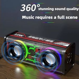 💖Original+FREE Shipping+COD💖 V8 10W Dual Sound Transparent Mecha RGB Light Speaker Bluetooth 5.0 Colorful Phantom Streamer Light