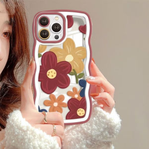 MOR Case Vivo Y01 Y12 Y12A Y12S Y15 Y15S Y17 Y20 Y20S Y21 Y21S Y21T Y32 Y33S Y33T Casing Wavy Motif Painting Flowers Cartoon Maroon Purlpe Transparant Silicon Premium