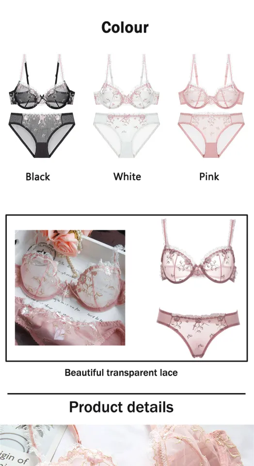 Super Sexy Bra Set Ultar-Thin Underwear Transparent Bra&Panty Womens  Lingerie CD