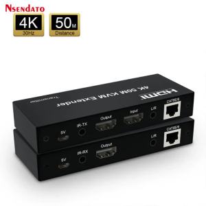 4K HDMI KVM Extender 50M Over Ethernet Cat5e/6 Extender HDMI RJ45 With Loop Out For Mouse and Keyboard Control Remote TV PC