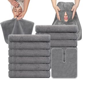MAYOKEN ® 12PCS U-Shaped Microfiber Facial Towels for Estheticians Ultra-Soft & Absorbent Spa Towels for Massage Facial Steam & Skincare (Gray)