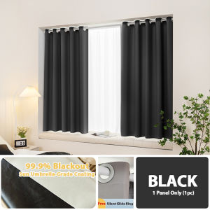 100% Blackout Curtain with Grommet Thermal Insulated Makapal Curtain Thickened Black Liner for Bedroom/Living Room (1PC)
