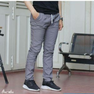Celana chino panjang pingang karet Model Rip Kolor Hight Quality Stretch Pinggang mulur Karet