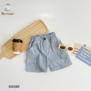 Quần short quần kaki túi hộp đính cúc cho bé trai đi chơi đi học size 9 tới 25kg BERNIE 0124Q30
