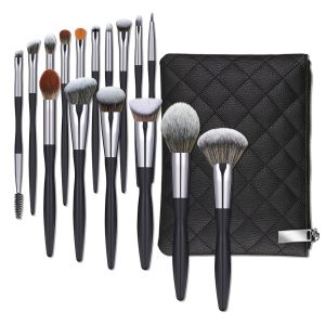 Premium 16pcs Makeup Brush Set with Case Soft Professional Vegan Brushes for Foundation Blending Contouring