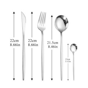 4Pcs Gold Cutlery Set Stainless Steel Dinnerware Silverware Flatware Set Dinner Knife Fork