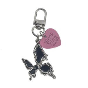 Gothic Keychain With Crosses Butterfly Charm Sturdy Zinc Alloy Materials Portable for Everyday Use