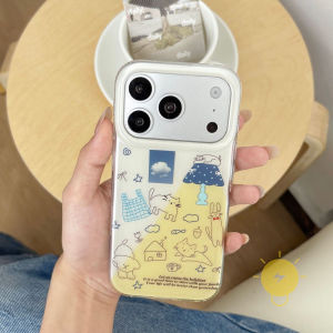 For iPhone 17 Pro Max Case TPU Cat Doodle Phone Case For 16 15 14 13 Cover Aesthetic Korean Cute