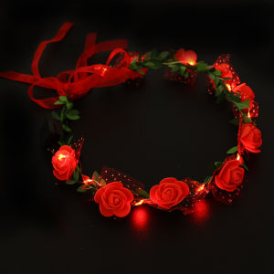 【On Sale】Artificial Flowers LED Light-up Fairy Feather Glowing Headband Party Costume