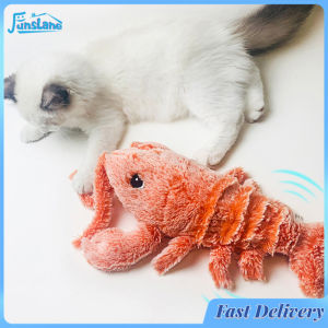 FunsLane Electric Simulation Lobster Jumping Toy Usb Charging Funny Plush Toys Stuffed Animal Toy