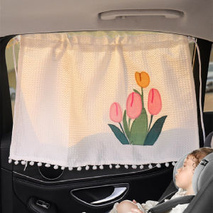 Suction Cup Cloth Curtain In The Car Window Sunshade Cover Cartoon Side Window Sunshade UV Protection
