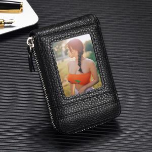 2023 NEW RFID Carbon Fibre Black VIP ID Card Holder Walet Bank Credit Card Wallet Women and Men Slim Small Organ Cards Zipper Cards Bags