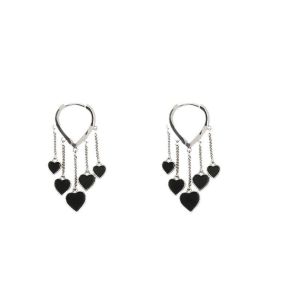 RONGDOU Tassel Pendant Dangle Earrings Temperament Heart Shape Ear Buckle Niche Comfortable Ear Ornaments Daily Wear