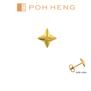 Poh Heng Jewellery 22K Freestyle Isotoxal Single-Sided Earring in Yellow Gold[Price By Weight]