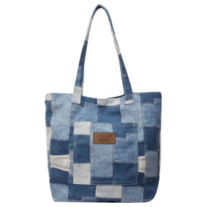 Denim Womens Clutch Bag with Interior Pocket Fashion Wristlet for Travel and Outings