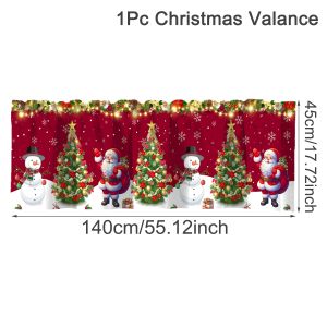 Christmas Curtain Valance Xmas Rod Pocket Window Treatment for Living Room Kitchen Bedroom Christmas Decorations For Home 2025