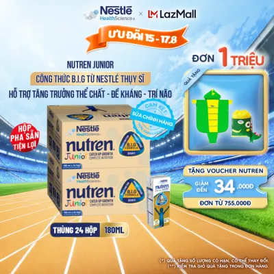 Bộ 2 Thùng 24 Hộp Sữa Pha Sẵn NESTLÉ NUTREN JUNIOR Thụy Sĩ Công Thức BIG Tăng Trưởng Thể ChấtTrí NãoĐề Kháng 180ML 1-10 tuổi