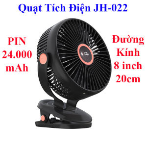 Quạt Tích Điện JH-022 Loại Lớn 8inch Pin 24000mAh Tích Hợp Đèn Ngủ Cao Cấp - Kèm Sạc Type C
